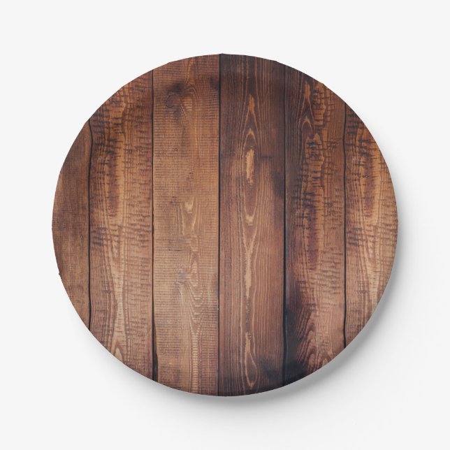Rustic Country Wooden Planks Paper Plate (Front)