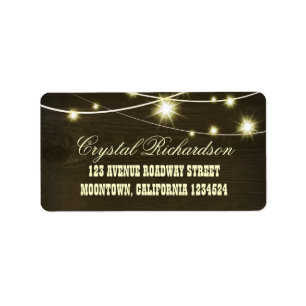 rustic country wooden string lights label