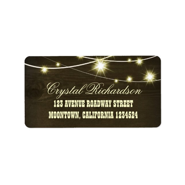 rustic country wooden string lights label (Front)