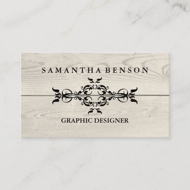 Rustic Country Wooden Texture Graphic Business Car Business Card (Front)