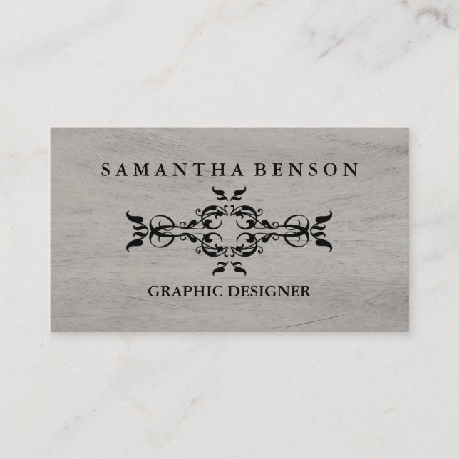 Rustic Country Wooden Texture Graphic Business Card (Front)