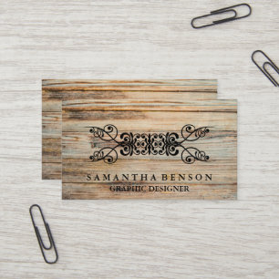 Rustic Country Wooden Texture Graphic Business Card