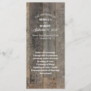 rustic country woodgrain barn wedding programs programme
