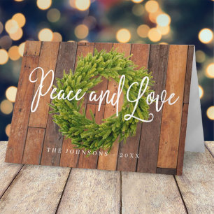 Rustic Country Woodsy Botanical Wreath Christmas Holiday Card