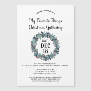 Rustic Country Wreath Plaid Christmas Party Magnet