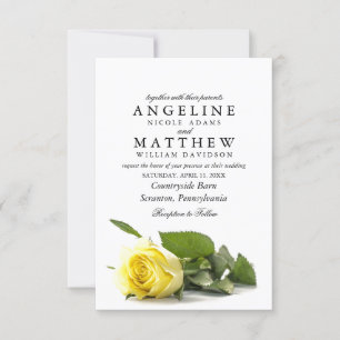 Rustic Country Yellow Rose Classy Floral Wedding I Invitation