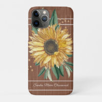 Rustic Country Yellow Sunflower Brown Wood
