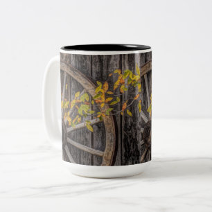 Rustic Countryside Wagon Wheel Two-Tone Coffee Mug