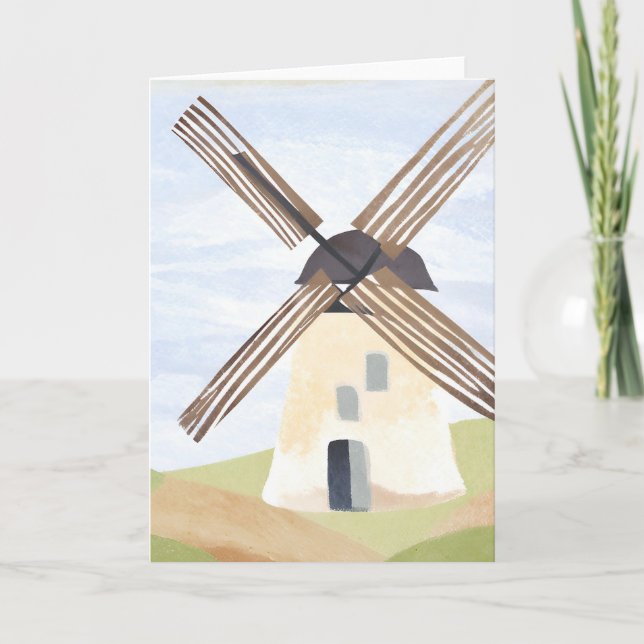 Rustic Countryside Windmill | Watercolor Card (Front)