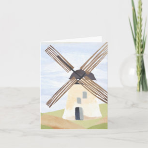 Rustic Countryside Windmill Watercolor Card