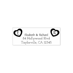 Rustic Couple Hearts Wedding Return Address Self-inking Stamp