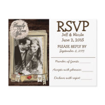 Rustic Couple Photo Country Wedding RSVP
