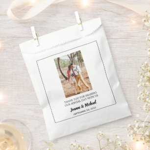 Rustic couple photo Thank You wedding Favour Bags