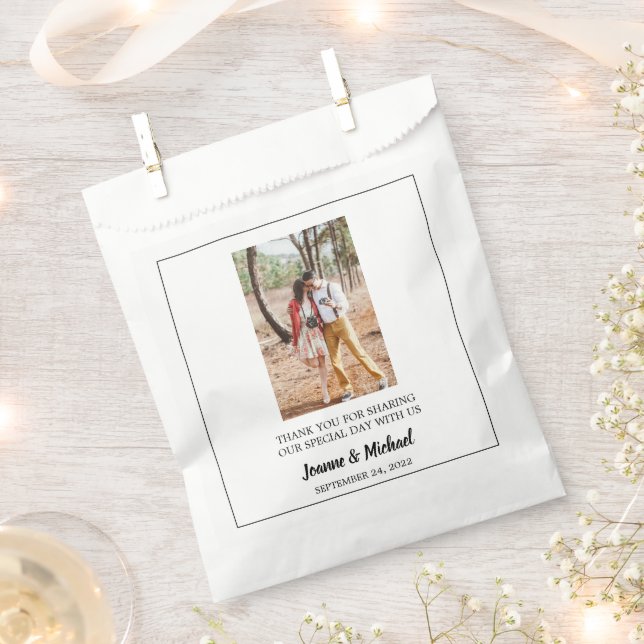 Rustic couple photo Thank You wedding Favour Bags (Clipped)