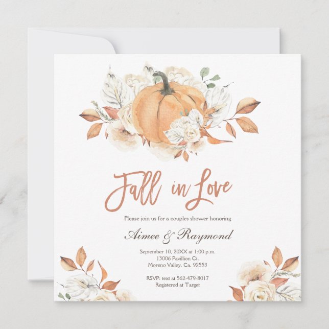 Rustic Couple Shower Fall In Love Bridal Shower Invitation (Front)