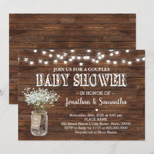 Rustic couples baby shower country barn invitation
