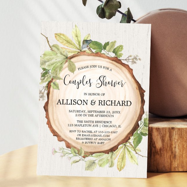 Rustic couples baby shower gender neutral woodland invitation (Creator Uploaded)