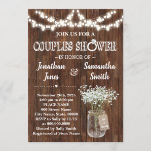Rustic couples shower country barn wedding invitation