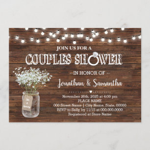 Rustic couples shower country barn wedding shower invitation