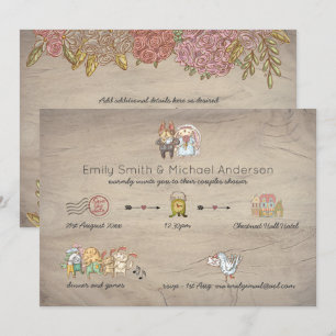 Rustic Couples Shower Invites Floral Handdrawn