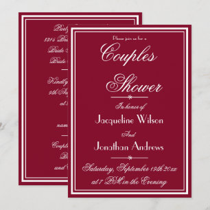 Rustic Couples Shower Name Email RSVP Burgundy Red Invitation