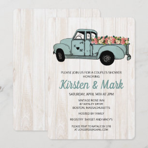 Rustic Couples Shower Pickup Truck Invitation