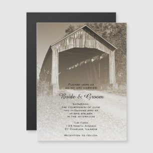 Rustic Covered Bridge Country Wedding Magnetic Invitation