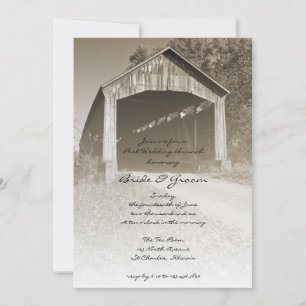Rustic Covered Bridge Post Wedding Brunch Invitation