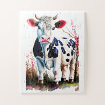 Rustic Cow Art with Blossoms – Farmhouse Decor