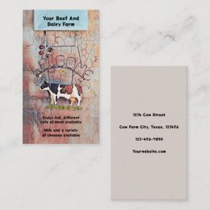 Rustic Cow Farm Beef And Dairy Business Card