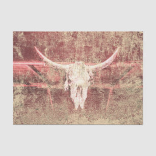 Rustic Cow Skull Brown Beige Texture Grunge Tissue Paper