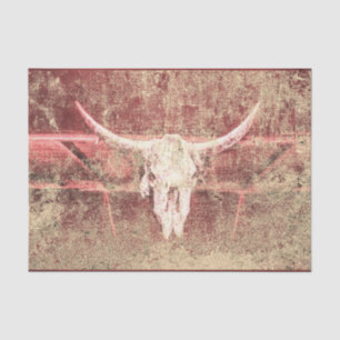 Rustic Cow Skull Brown Beige Texture Grunge Tissue Paper