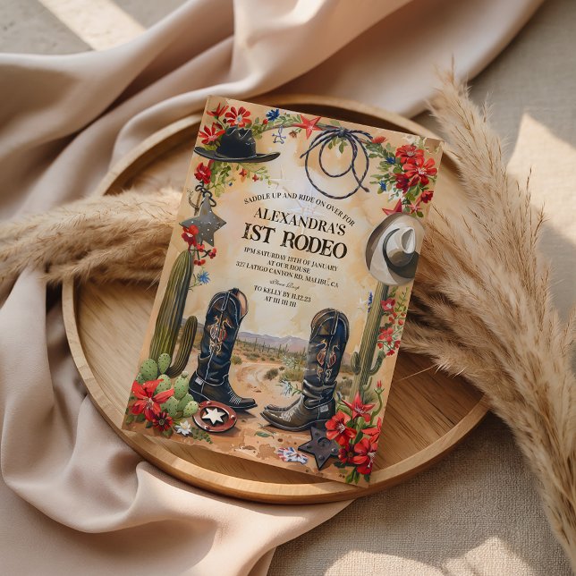 Rustic Cowboy 1st Rodeo Birthday Invitation (Creator Uploaded)