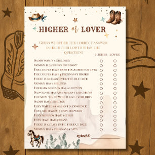 Rustic Cowboy Baby Shower Activity Higher or Lower Flyer