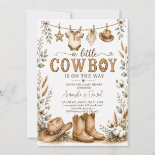 Rustic Cowboy Baby Shower Invitation