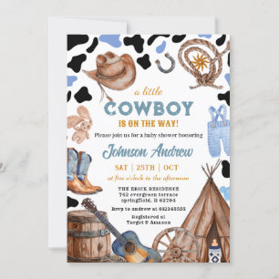 Rustic CowBoy Blue Baby Shower Invitation