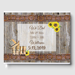 Rustic Cowboy Boots and Sunflower Wedding Guest Bo Guest Book