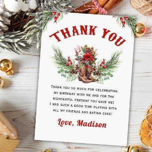 Rustic Cowboy Boots Christmas Thank You Card