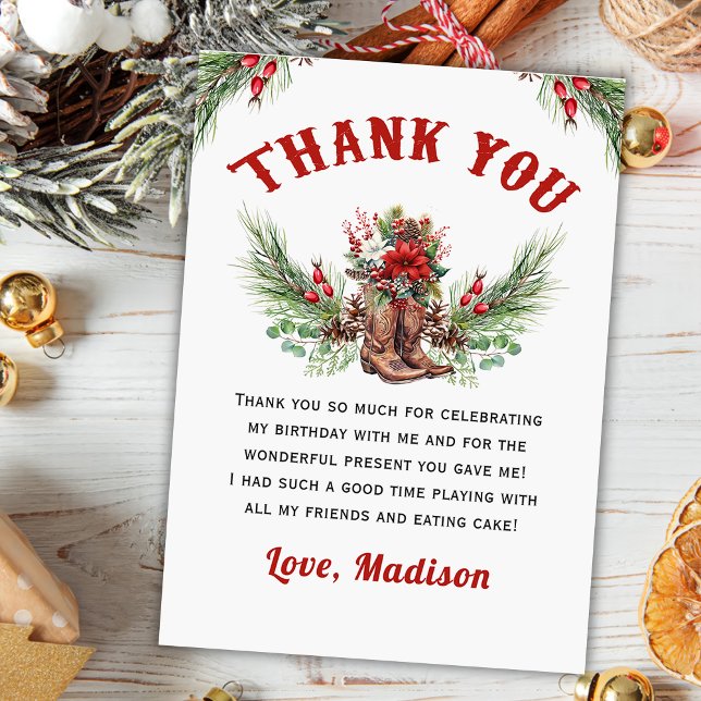 Rustic Cowboy Boots Christmas Thank You Card (Creator Uploaded)