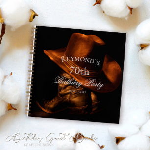 Rustic Cowboy Boots Country Birthday Guestbook Notebook