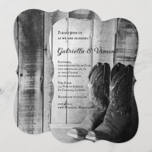 Rustic Cowboy Boots Country Wedding Invitation