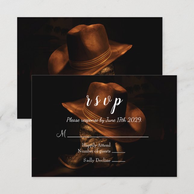 Rustic Cowboy Boots Country Wedding RSVP Card (Front/Back)