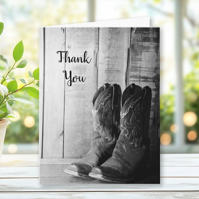 Rustic Cowboy Boots Country Western Thank You Card (Creator Uploaded)