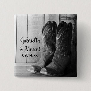 Rustic Cowboy Boots Country Western Wedding 15 Cm Square Badge