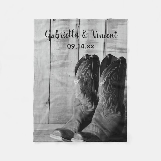 Rustic Cowboy Boots Country Western Wedding Fleece Blanket (Front)