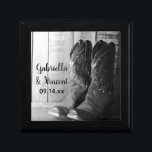 Rustic Cowboy Boots Country Western Wedding Gift Box<br><div class="desc">Customise the Rustic Cowboy Boots Country Western Wedding Gift Box with the personal names of the bride and groom and marriage ceremony date. Create a personalised keepsake gift for the newlyweds or a thank you gift for your wedding attendants, bridesmaids and bridal party. This custom western chic wedding gift box...</div>