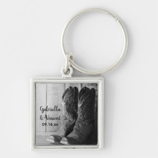 Rustic Cowboy Boots Country Western Wedding Key Ring