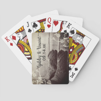 Rustic Cowboy Boots Floral Western Wedding Playing Cards