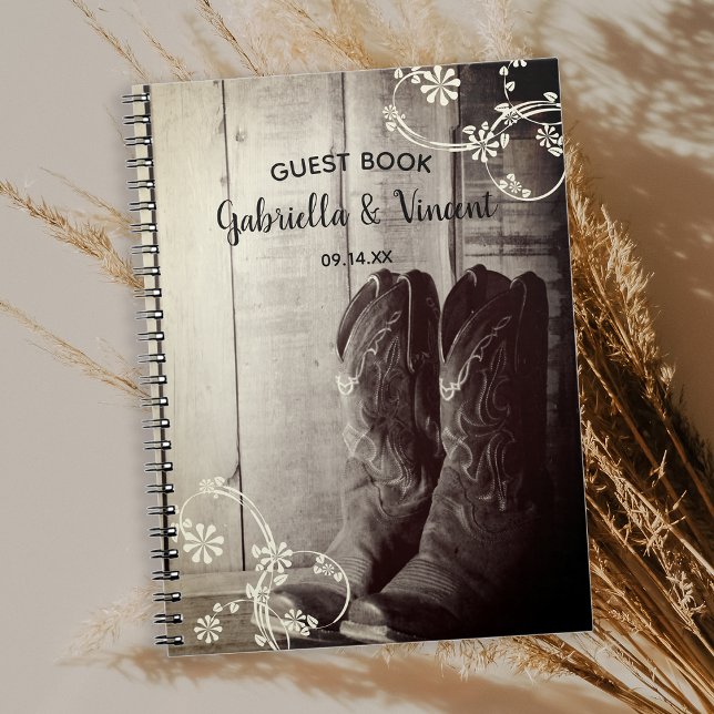 Rustic Cowboy Boots Flowers Western Wedding Notebook (Creator Uploaded)