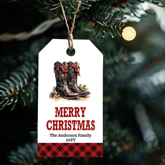 Rustic cowboy boots gift tag red green editable (Rustic cowboy boots gift tag red green editable

)